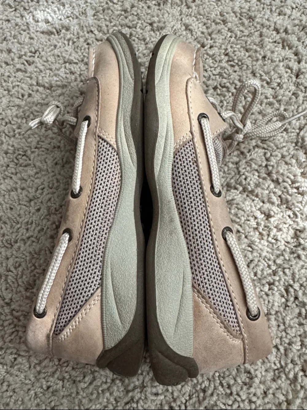 Sperry Kids Taupe Top-Sider Moccasins with Lace Detail